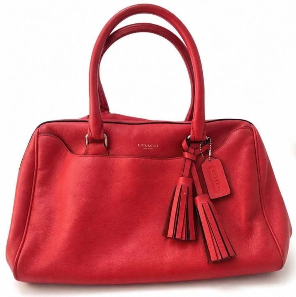 Coach Legacy Haley Satchel Leather Handbag in Bright Coral
